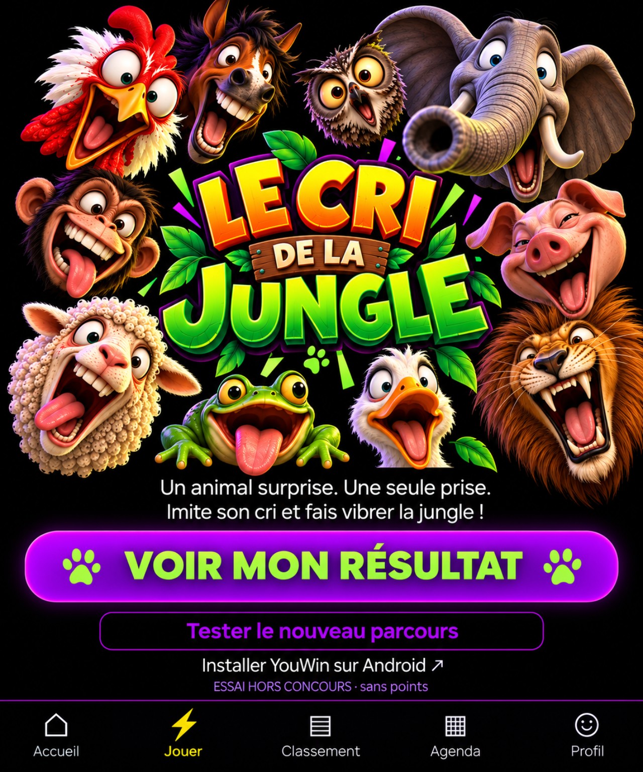 Jungle Roar logo surrounded by jungle animals